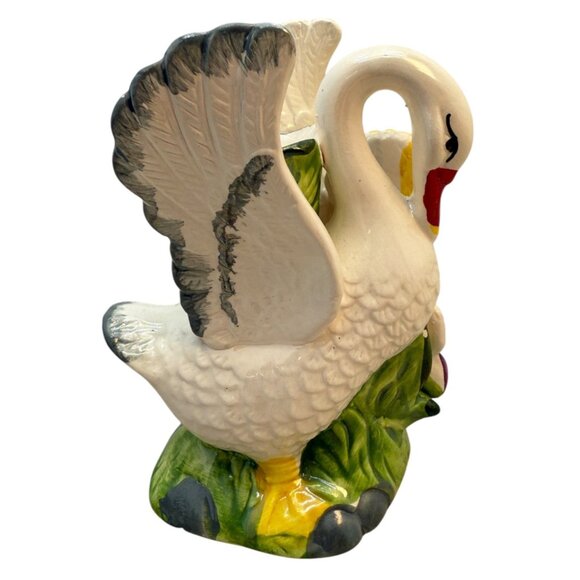 Ceramic Swan Taper Candle Holder Figurine Sunflower Hand Painted Spring Summer - Picture 9 of 9